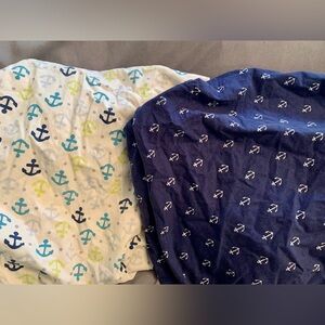 Nautical themed nursery set - bunting flags, 2 anchor crib sheets & wall decor